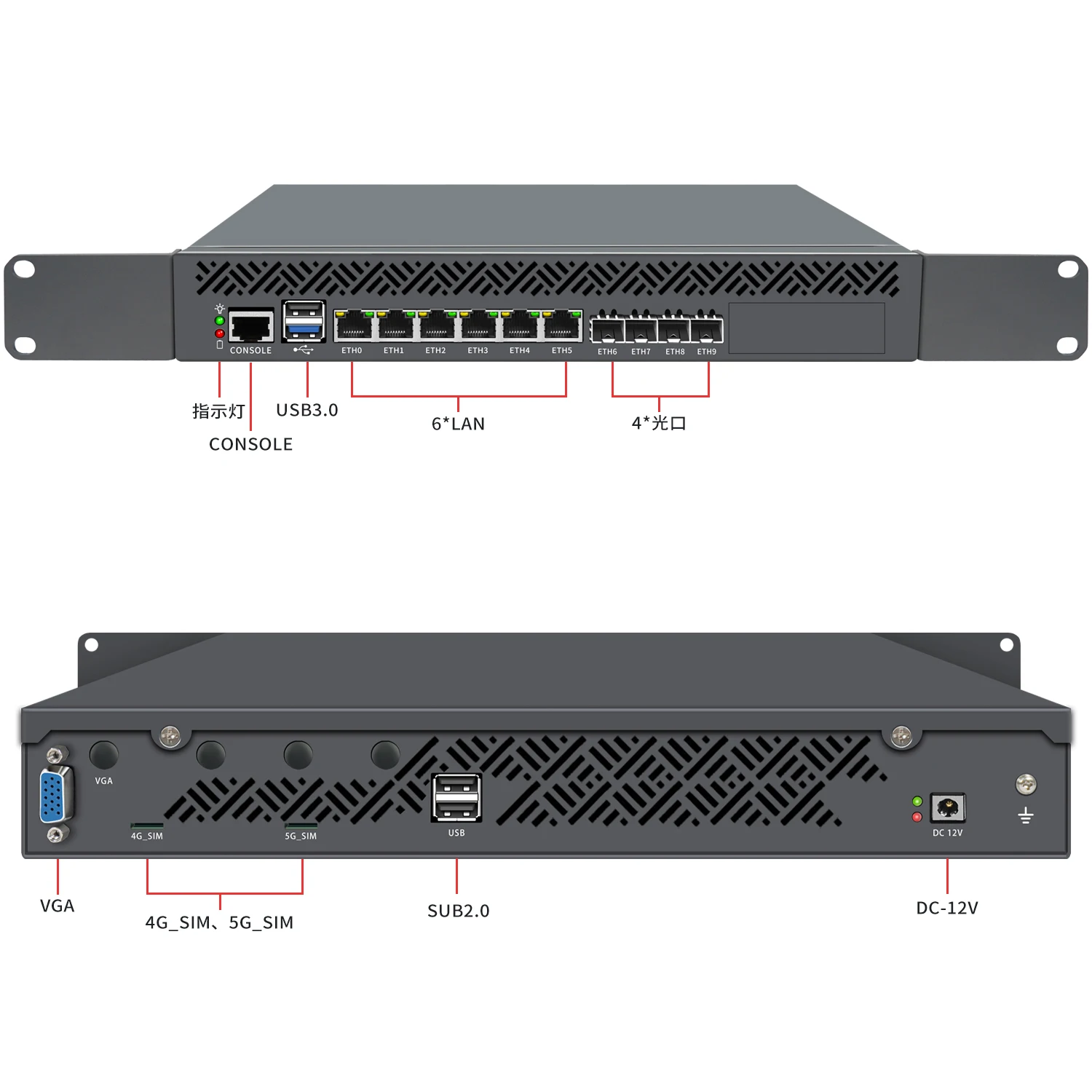 Lightweight Network Appliance with Intel Atom C3000 Series Processor 6x1GbE and 4x10G SFP for Firewall Server OTS-1310NP-6L4S