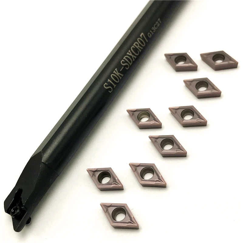 1 pçs S08K-SDXCR07 S10K-SDXCR07 S12M-SDXCR07 S16Q-SDXCR07 torneamento externo ferramenta titular + 10 peças inserções de carboneto dcgt dcmt070204 h01