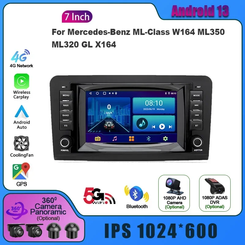 

For Benz CLK-W209 G-W463 CLK-C209 vito C-W203 Viano Wireless Android Carplay 4G Multimedia Car Radio 2 Din Screen