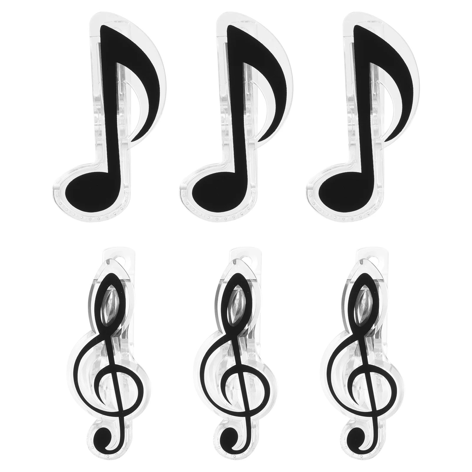 6pcs Creative Music Book Clips Score Clips Sheet Clips Music Note Clips (Black) Creative Sheet Clip Music Book Holder