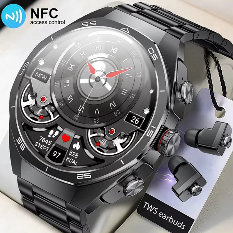 

DAORKOW New 2 In 1 Smart Watch With Earbuds NFC Smart Watch TWS Bluetooth Earphone Heart Rate Blood Pressure Monitor Smart Watch