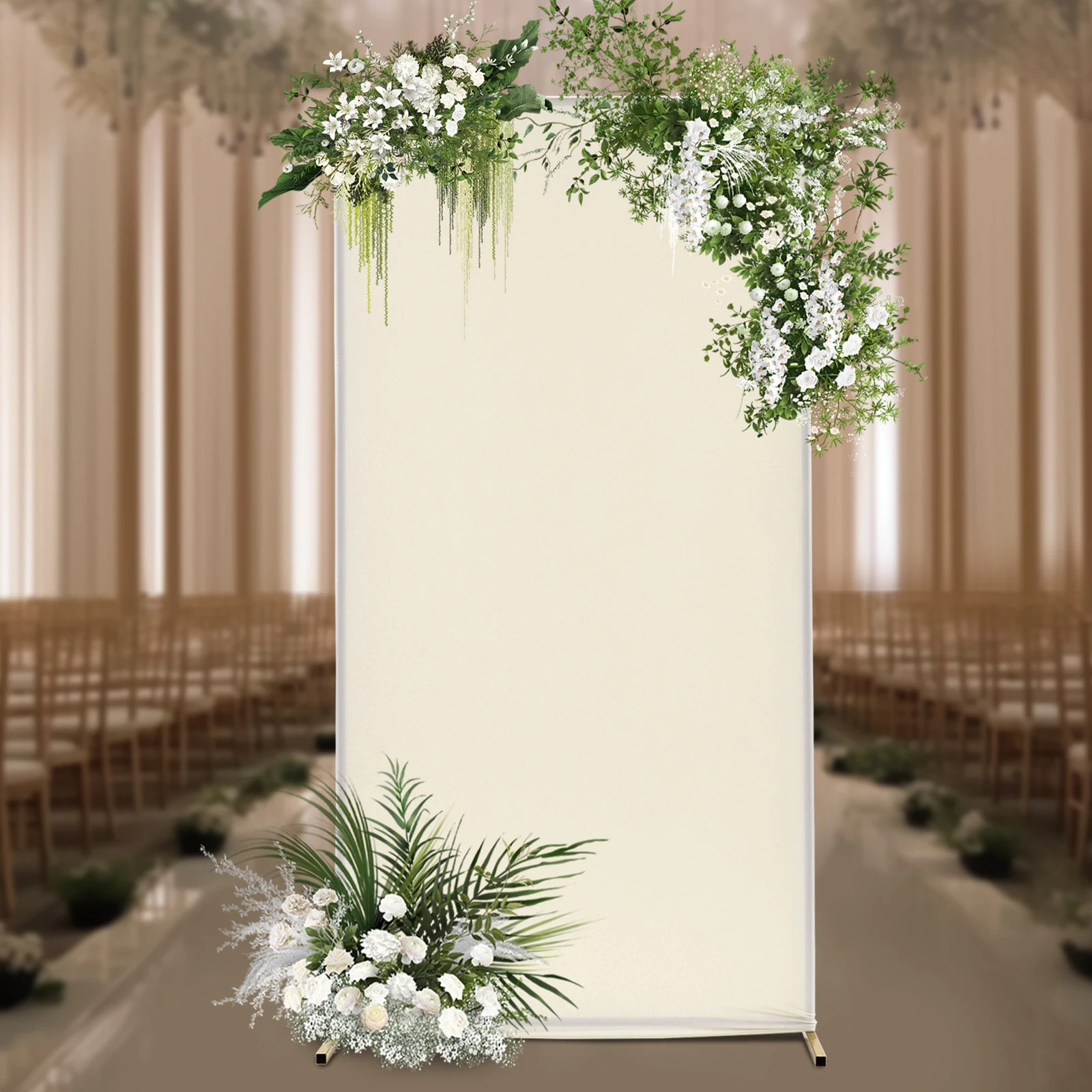 1 * 2m Wedding Pole Bracket With Pull Rod+Elastic Cloth Cover Gold Bracket