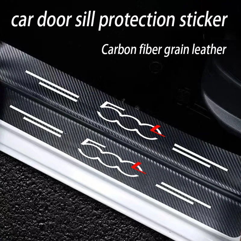 Auto Door Sill Carbon Fiber Car Sticker Protector Strip Waterproof Protect Film For FIAT 500L 500 500E 500C 500S 500X Accessorie