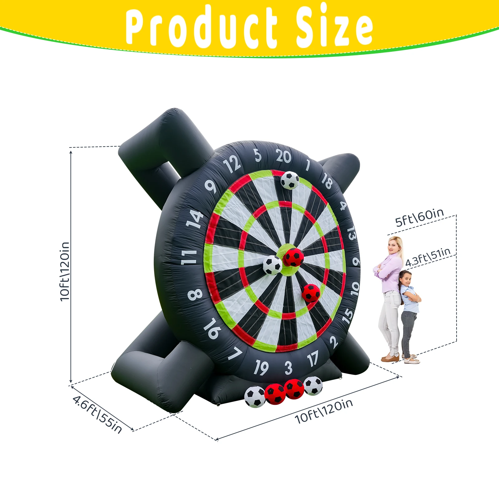 Tablero de dardos de Golf de fútbol inflable al aire libre gigante de 10 pies + 8 pelotas de fútbol y soplador, parque infantil comercial de fútbol