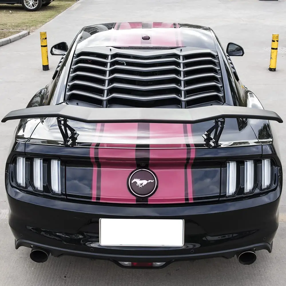 TM Rear Window Louvers for Ford Mustang 2015-2023 in GT Lambo Style ABS Matte Black Windshield Sun Shade Cover Vent