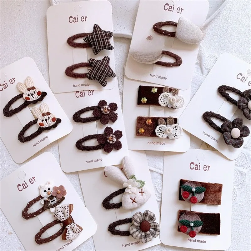 

Beige Brown Cute Cartoon Rabbit Star Hair Clips for Girls Sweet Bow Flower Side Bangs Baby BB Clips Non Slip Hair Barrettes
