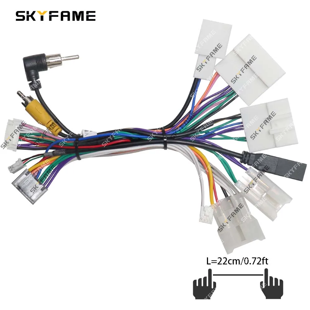 Skyfame ชุดสายไฟวิทยุในรถยนต์16pin กล่อง Canbus ตัวถอดรหัสสายไฟสเตอริโอสำหรับ Toyota Prado Land Cruiser