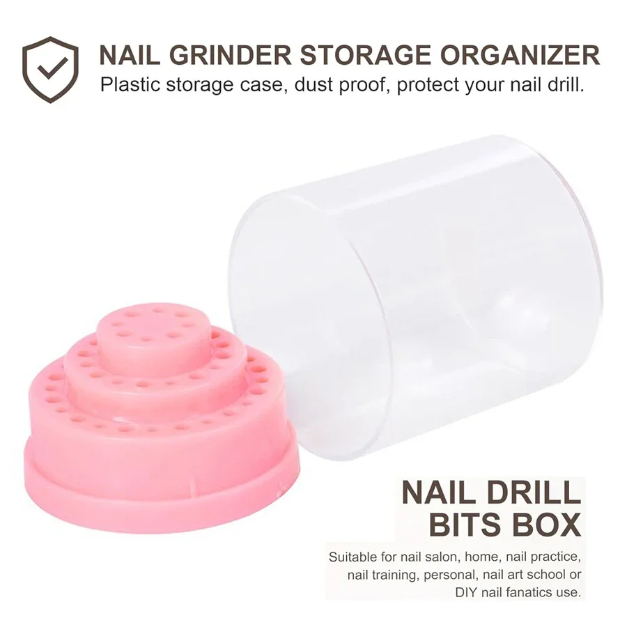 1pc 48 Holes Professional Nail Art Drill Bit Holder Exhibition Stand Displayer Nail Manicure Tool Acrylic Cover Box