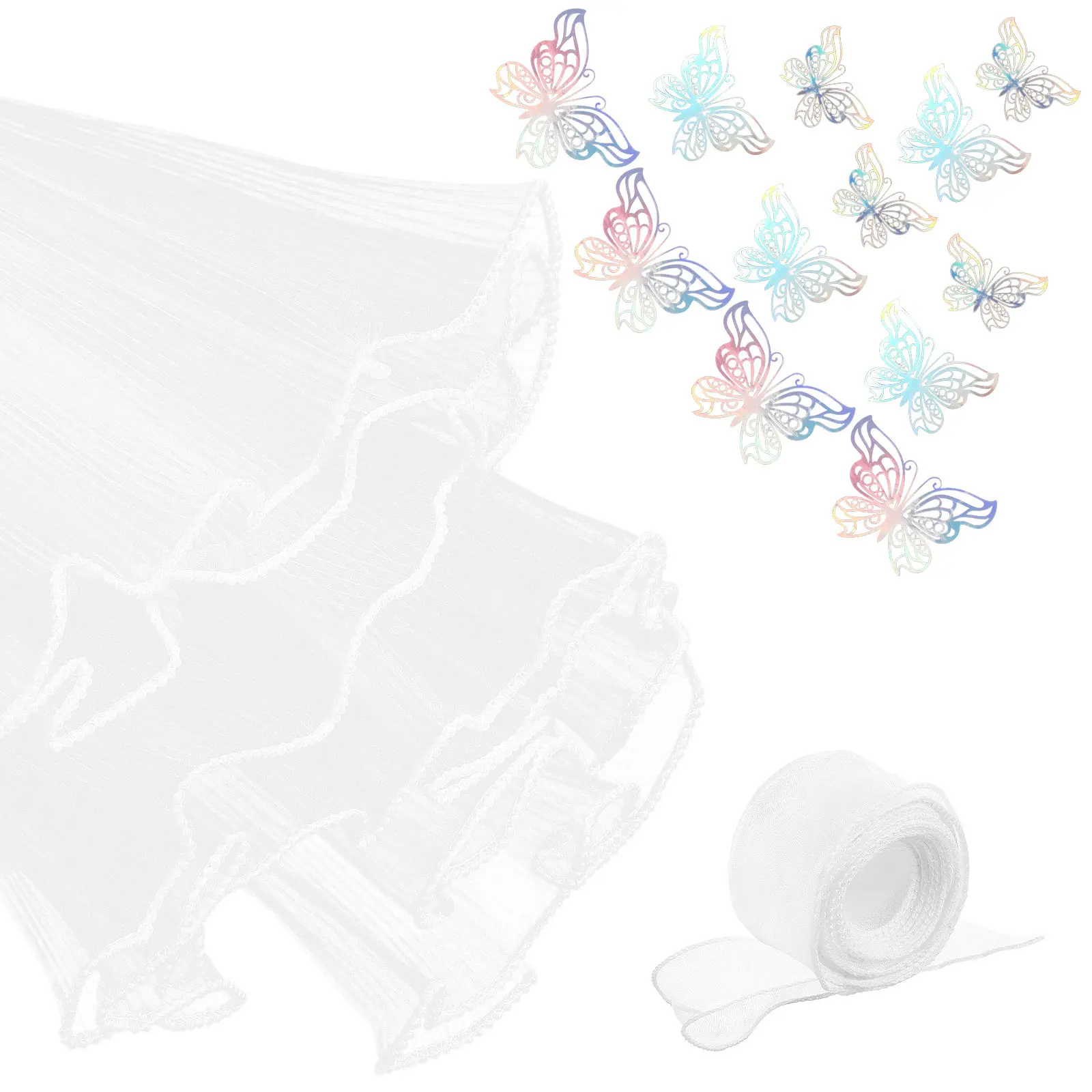 

1Set Pearl Mesh Bouquet Wrapping Set Floral Paper Butterfly Ribbon Florist Supplies for Flowers Packaging Floral Paper