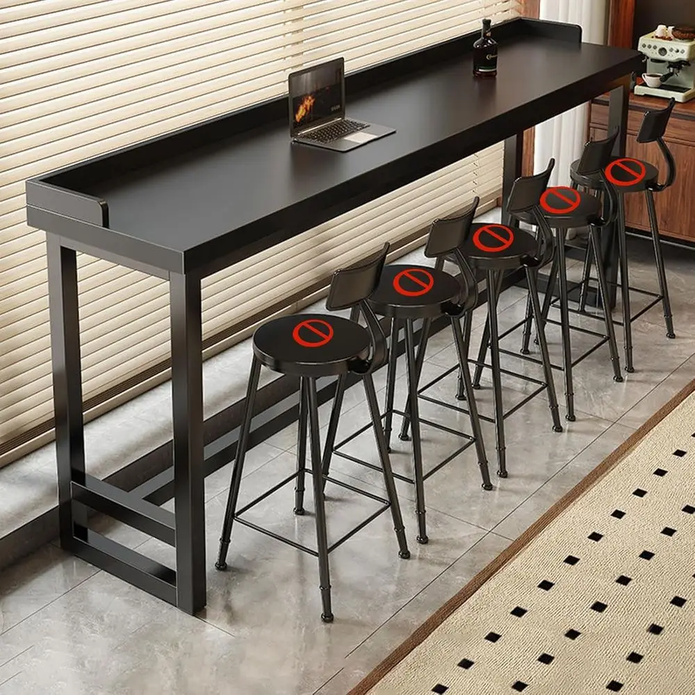 

Counter Height Pub Table, 39.4-86.6in Adjustable, Durable Wood and Metal, Versatile Designs for Small Spaces