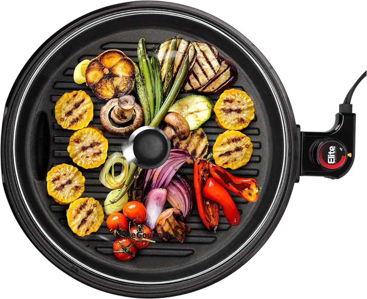 

Smokeless Indoor Electric Grill with Glass Lid Dishwasher Safe