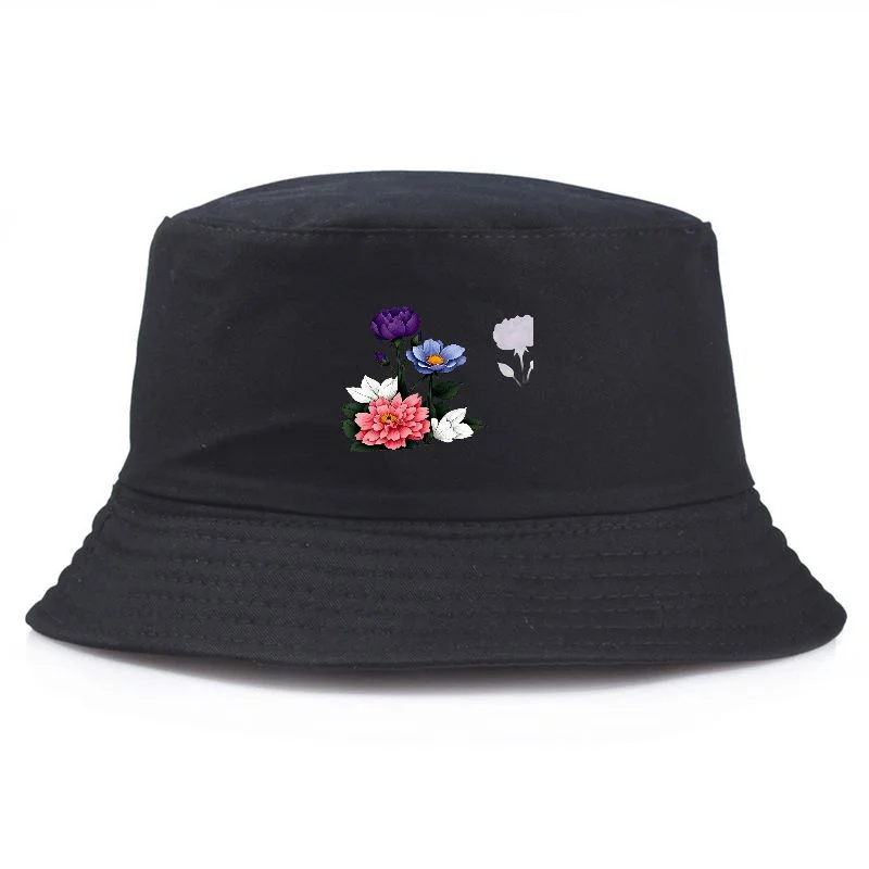 Floral Print Bucket Hat Cotton Fisherman's Hat Y2K Vintage Style Casual Sun Protection Packable Fishing Cap