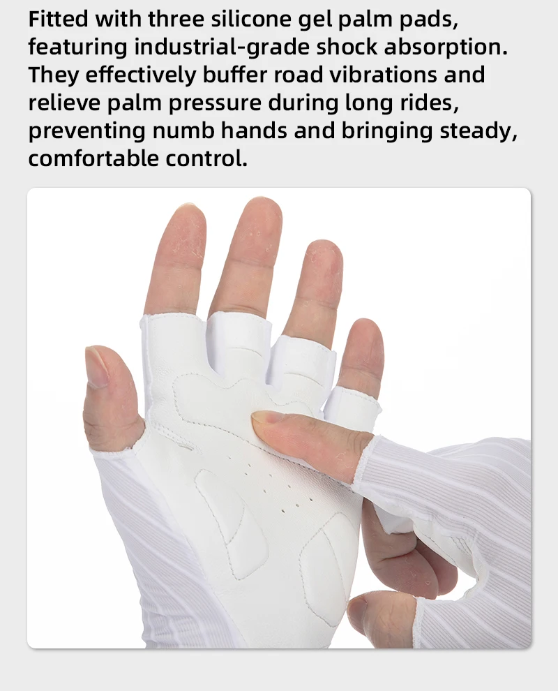 YKYWBIKE Fahrradhandschuhe Halbfinger Premium Schafsleder Aerodynamische Rennradhandschuhe Unisex Stoßdämpfende Fahrradhandschuhe – Detail 6