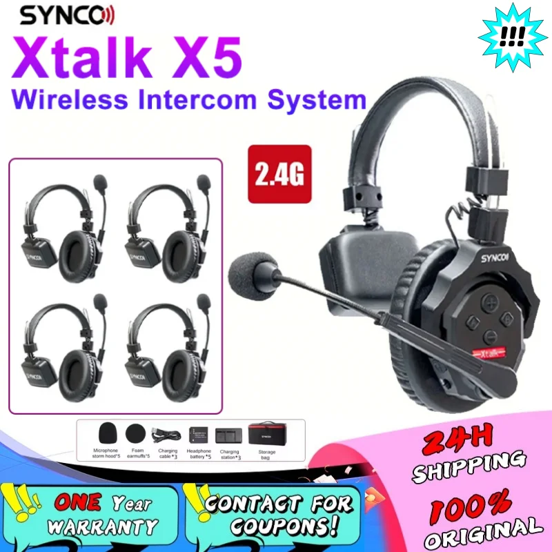 SYNCO Xtalk X1 X2 X3 X4 X5 X9 Wireless Intercom Communication Headset Full-Duplex Remote Ear Headphone Microphone for Filmmaking