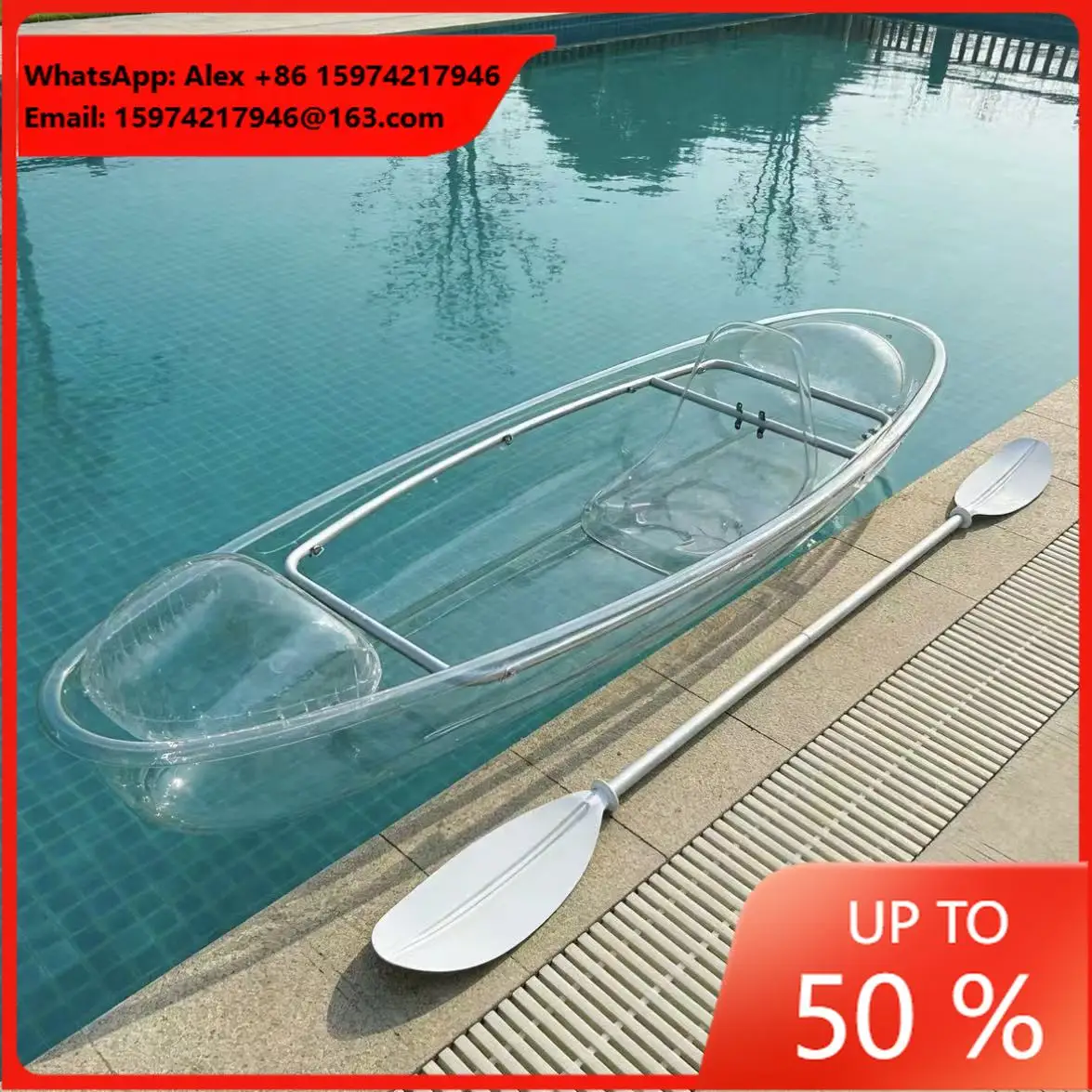 Durable Light Weight Clear PC Polycarbonate Rigid Boat For Single Person Ocean Lake Water Sports