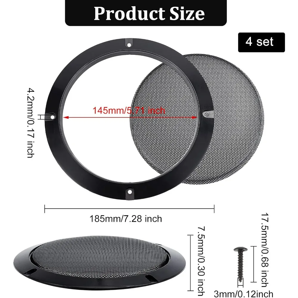 4 Set Audio Speaker Cover Mesh 6.5 Inch Speaker Grill Cover Mesh Flat Round Speaker Grill Decorative Circle making kit