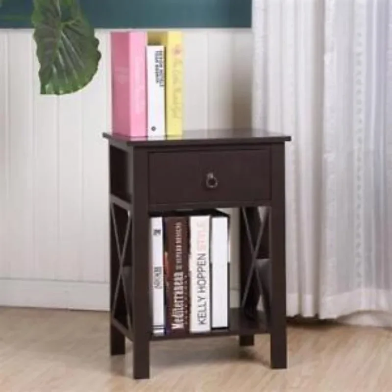 Mini Bedroom Nightstand W/Drawer Bedside Night Stand End Table Organizer Brown