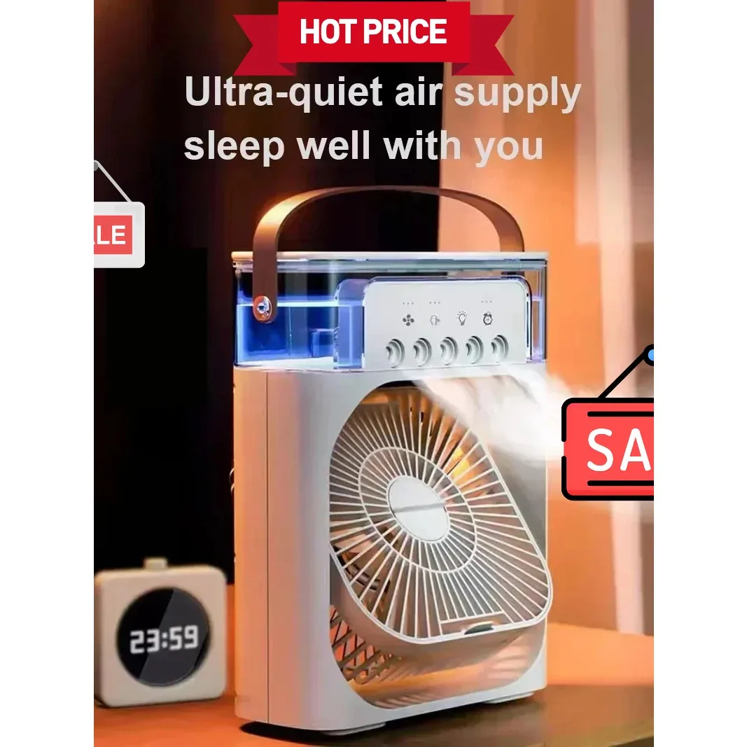 

Портативный вентилятор-увлажнитель «три в одном», вентилятор кондиционера с мини-USB, светодиодный ночник, водяной туман, увлажнитель воздухоохладителя для домашних развлечений