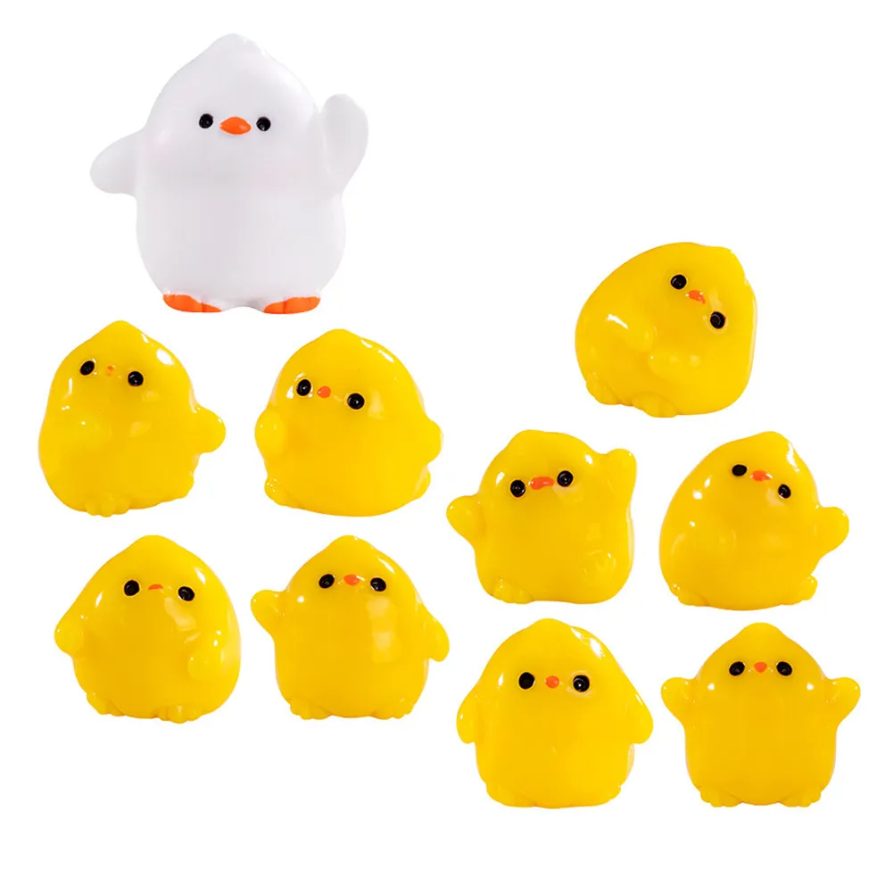 10Pcs Resin Ducks Miniatures Bright Colorful Realistic Detail Lightweight Garden Aquarium Bonsai Micro Landscape Decor Miniature