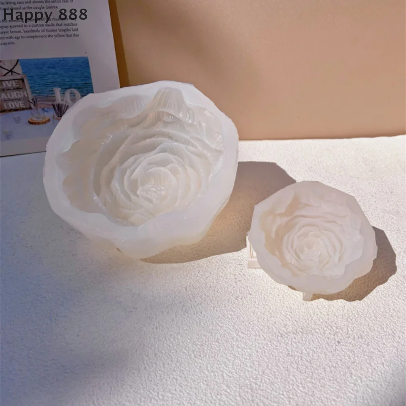 قالب سيليكون الفاوانيا ثلاثي الأبعاد للشموع والصابون والراتنج والجص والشوكولاتة والكعك والثلج - أداة متعددة الاستخدامات للخبز والحرف اليدوية #5