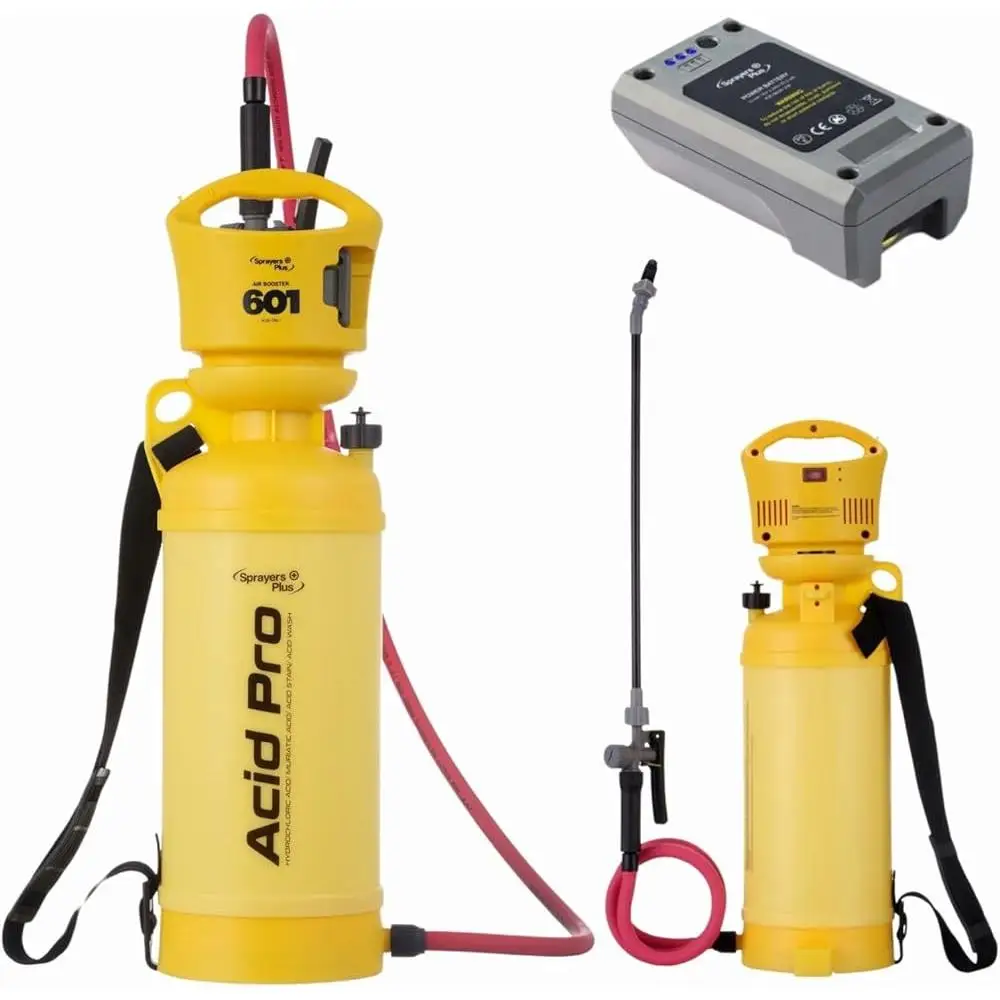 Acid Resistant Sprayer 601 Air Booster Battery Powered Constant PSI Effortless Operation High Capacity Durable Design