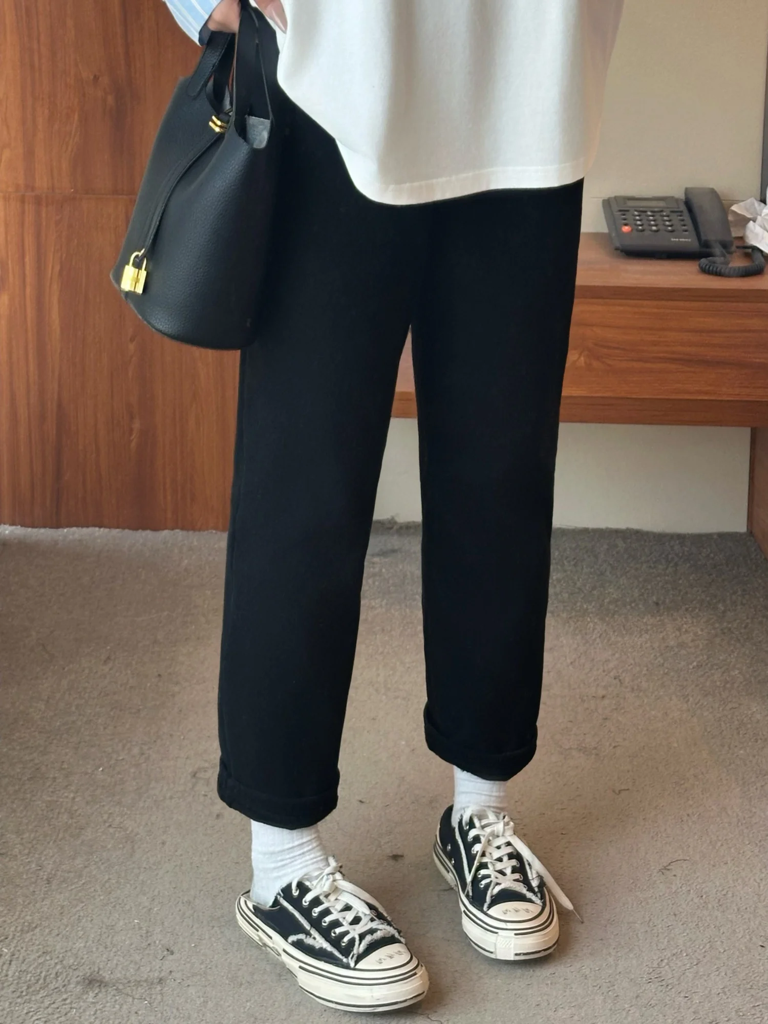 

Женские повседневные брюки больших размеров на флисовой подкладке, с высокой талией, прямые, из хлопка, зимние, в корейском стиле, джинсы-«ленивые» (Lazy Dad Jeans)