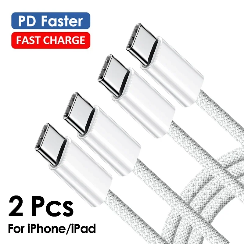 

2 шт., кабель для быстрой зарядки iPhone 15 Pro Max PD 60 Вт