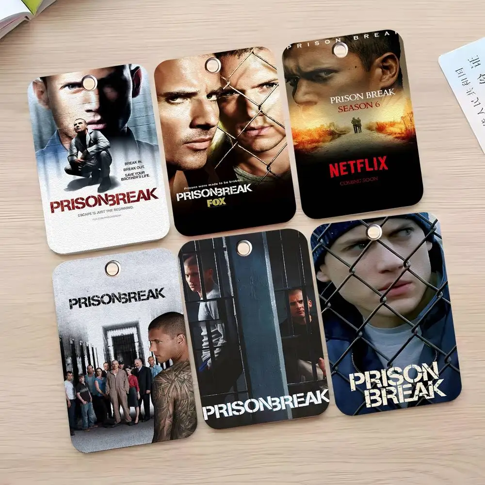 

1pc Prison Break Season Card Case Keychain Access Card Bag Key Tag Ring Leather Card Holder Key Ring Access