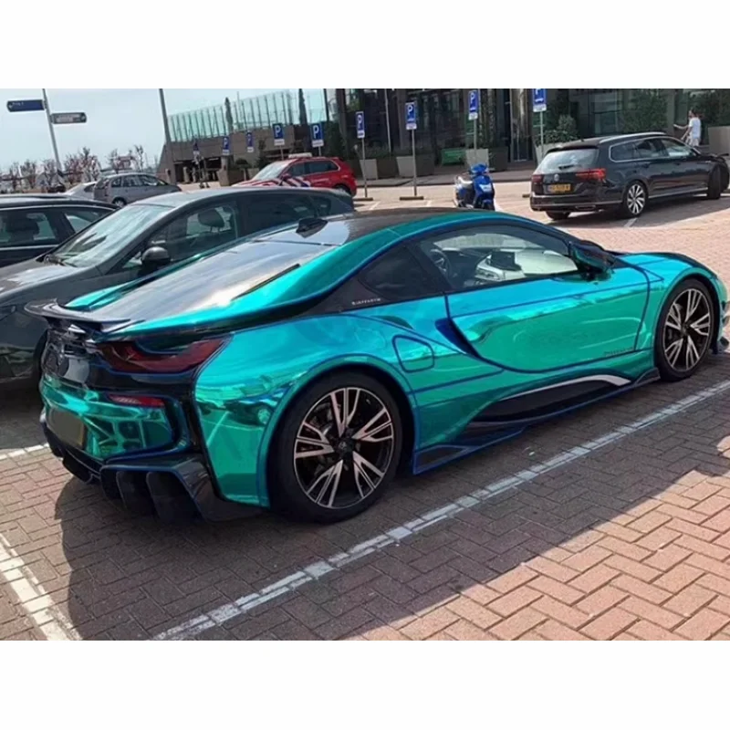 تستخدم لـ 2014-2020 Bmw I8 EB طقم الجسم الحبوب المزورة مع التنانير الجانبية ذات الشفة الأمامية وناشر خلفي لسيارات Bmw I8