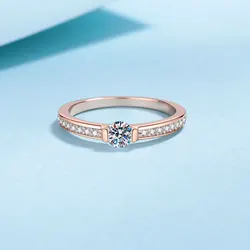 PT950 Champagne Gold Moissanite Ring for Women 30 Points Versatile Daily Wear Simple Engagement Or Promise Ring