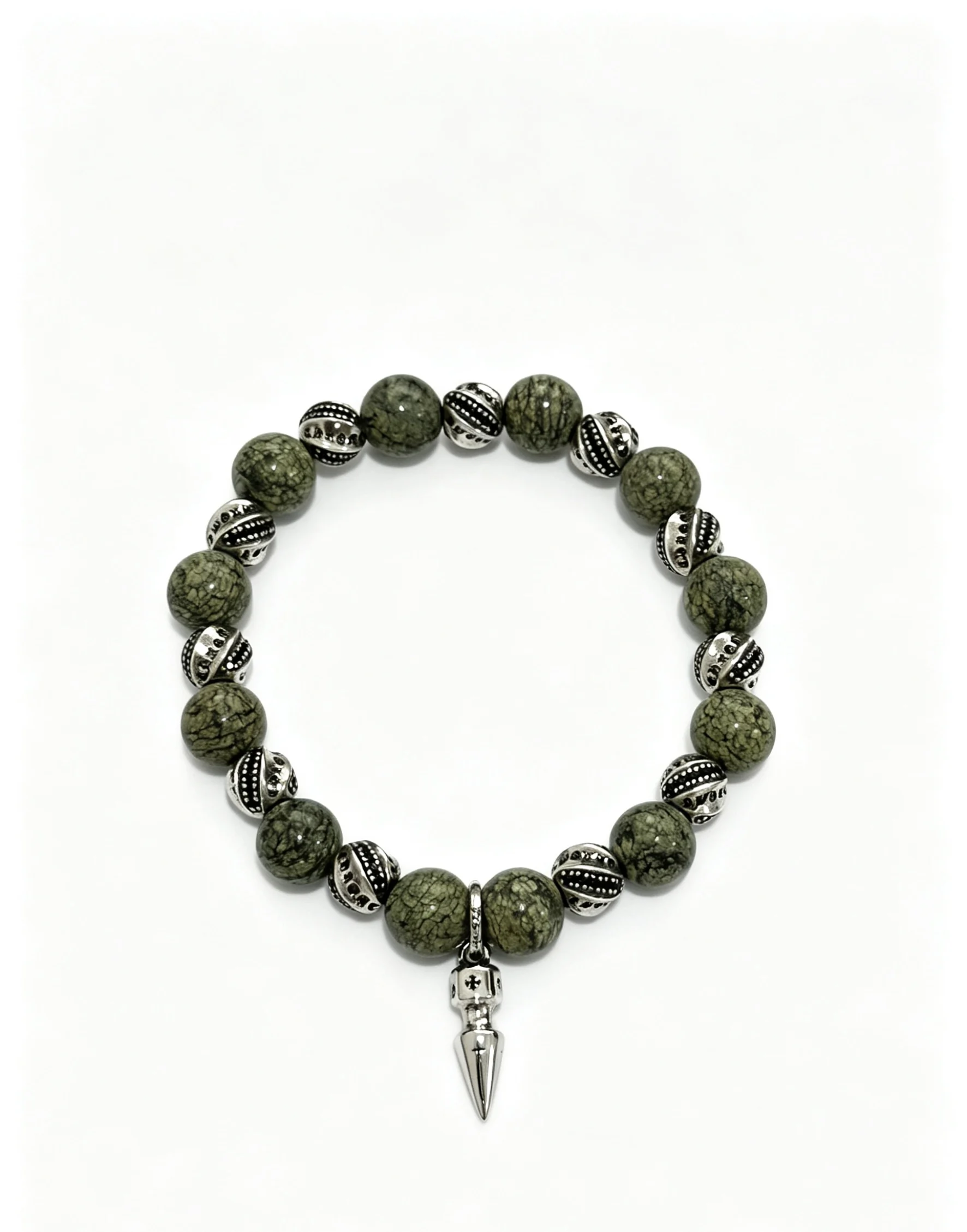 CH new charm DIY engraved beans green watermelon pattern charm bracelet S925 sterling silver couple small nails elegant