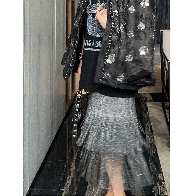 Mode 25 nouveauté été femmes décontracté ample taille haute a-ligne jupe gland désise mi-mollet bonne qualité jupes plissées T121