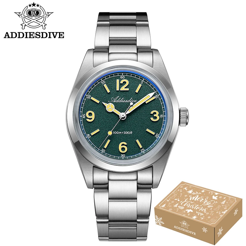 

ADDIESDIVE Luxury Quartz Watch 100m Waterproof Super Luminous 36mm Bubble Glass Stainless Steel Fashion Watches Male Gift Box