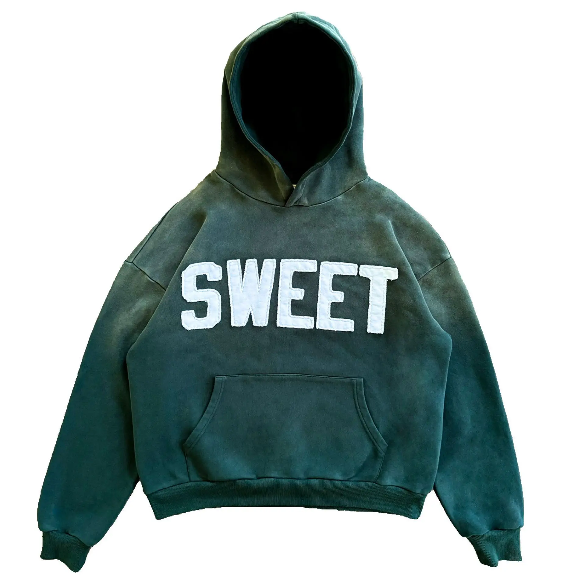 

New European and American Hoodies with Embroidered Alphabet Printing, Washed and Aged, Loose, Casual, Sports Neutral Hoodie