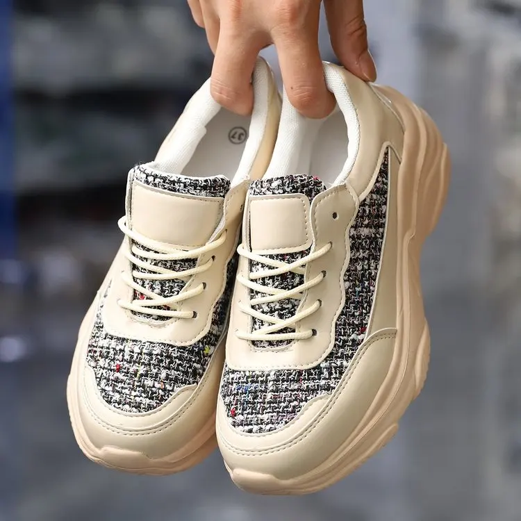 Zapatos Deportivos versátiles de suela gruesa para mujer, zapatos de moda de estilo fragante pequeño, zapatos de papá de ocio