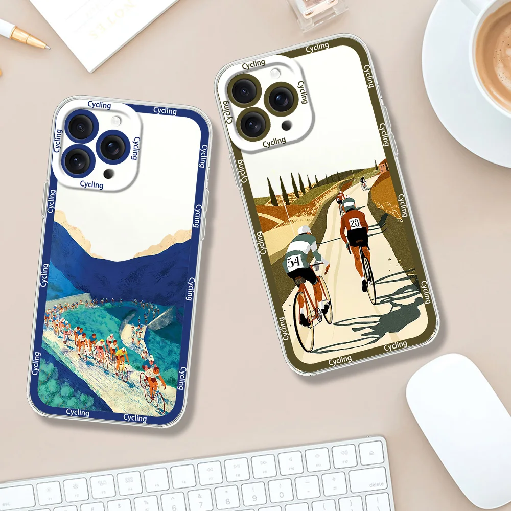 Mountain Bike Cycling Art For Samsung A31 A55 S20 S21 S22 S23 S24 Fe Plus Ultra Transparent Border Shell