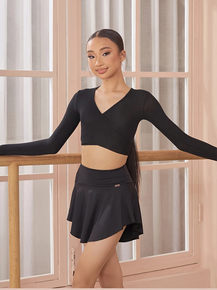 ZYM 2025 Latin Dance Röcke für Mädchen Leopard Schwarz Träger Röcke Chacha Rumba Tango Kleid Kinder Latin Performance Röcke DQS 14057