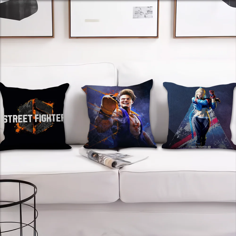 Game S-Street Fighter 6 cover Pillow Case Cushion Room Bedroom Sofa Living Backrest Car Square Headboard