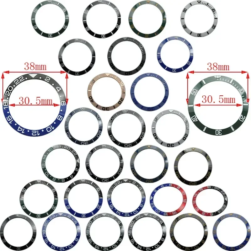 GMT bisel de cerámica de 38mm e inserto de reloj de buceo para relojes de 40mm para hombres, accesorios de repuesto, insertos de bisel de reloj facial