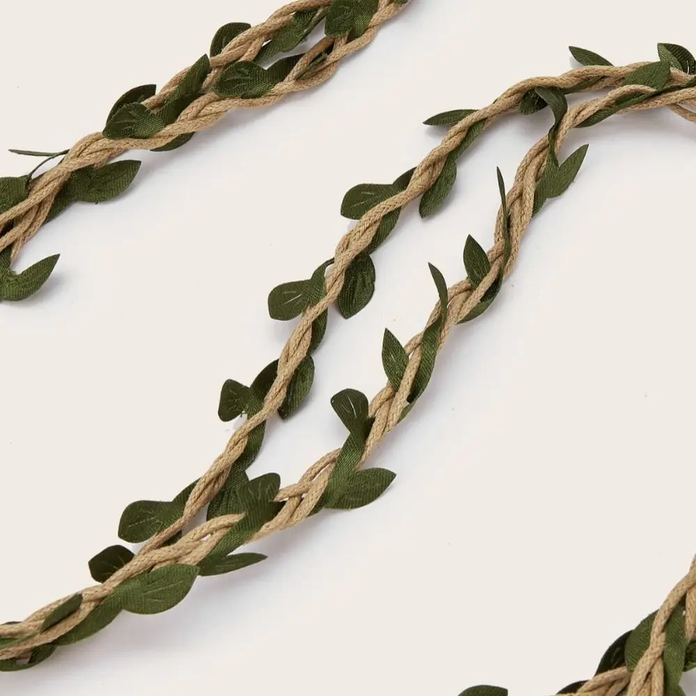 Wooden Ring Buckle Rattan Leaf Belt Faux Leaf Boho Style Linen Rope Belt Twisted Rope Cottagecore Decorative Belt For Women