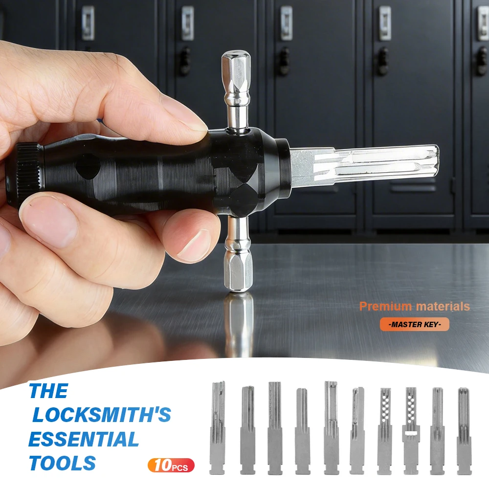 

Набор отмычек с Т-образной ручкой, 10 шт., из высококачественной нержавеющей стали, профессиональный инструмент для вскрытия замков, незаменимый для слесарей