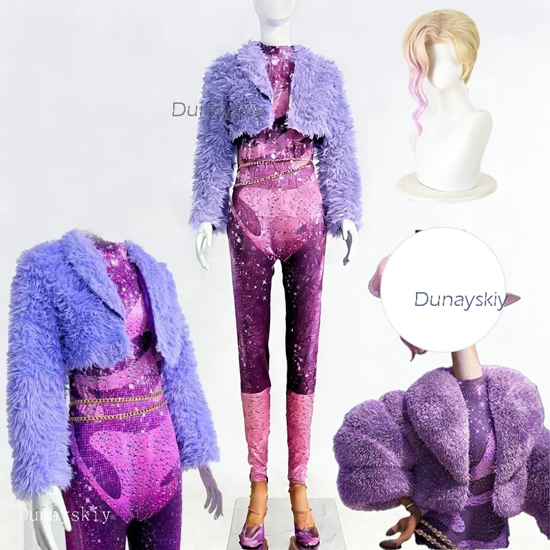 حديقة الحيوان الكرتون فيلم ارتداءها غزال الأغنام تأثيري حلي شعر مستعار معطف الأرجواني المغني المرحلة التألق الزي Shakiraas النساء عموما xxx #1