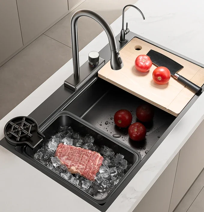 

Большой однослойный боковой слив из нержавеющей стали 304 Водопад для мытья овощей для кухни