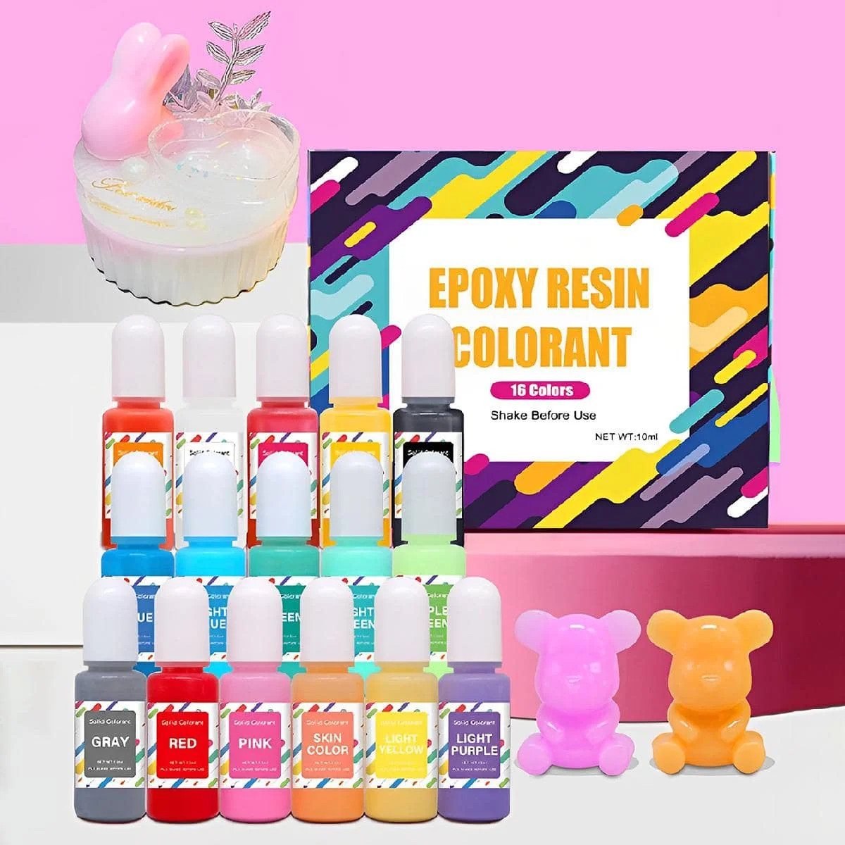16 Colors Epoxy Resin Pigment Kit, Liquid Colorant Dye for UV Resin, Jewelry Making, Candle Soap Making, DIY Art Crafts Supplies