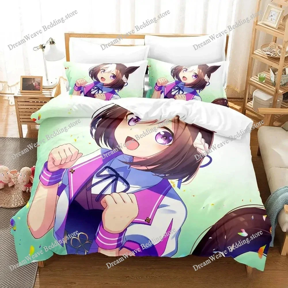 Kawaii Pretty Derby Bedding Set Single Twin Full Queen King Size Bed Set Adult Kid Bedroom Duvet Cover Sets 3D Print Anime Bed96