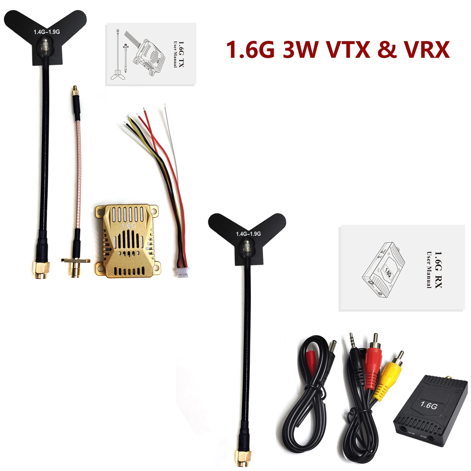 1.7G 1.8Ghz 20km Fpv Vtx 3W Drone Video Transmitter and Receiver with 16 Channels Long Range Transmission