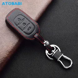 Leather Car Key Case For Renault Symbol Dacia Duster Logan Kadjar Trafic Sandero Megane Twingo Remote Fobs Cover Auto Accessory