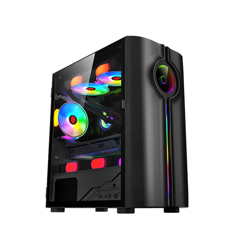 WJCOOLMAN Unlimited Player Black Gaming Computer Case with 4Fan Positions 240 AIO Support M-ATX/MINI-ITX Panoramic Version