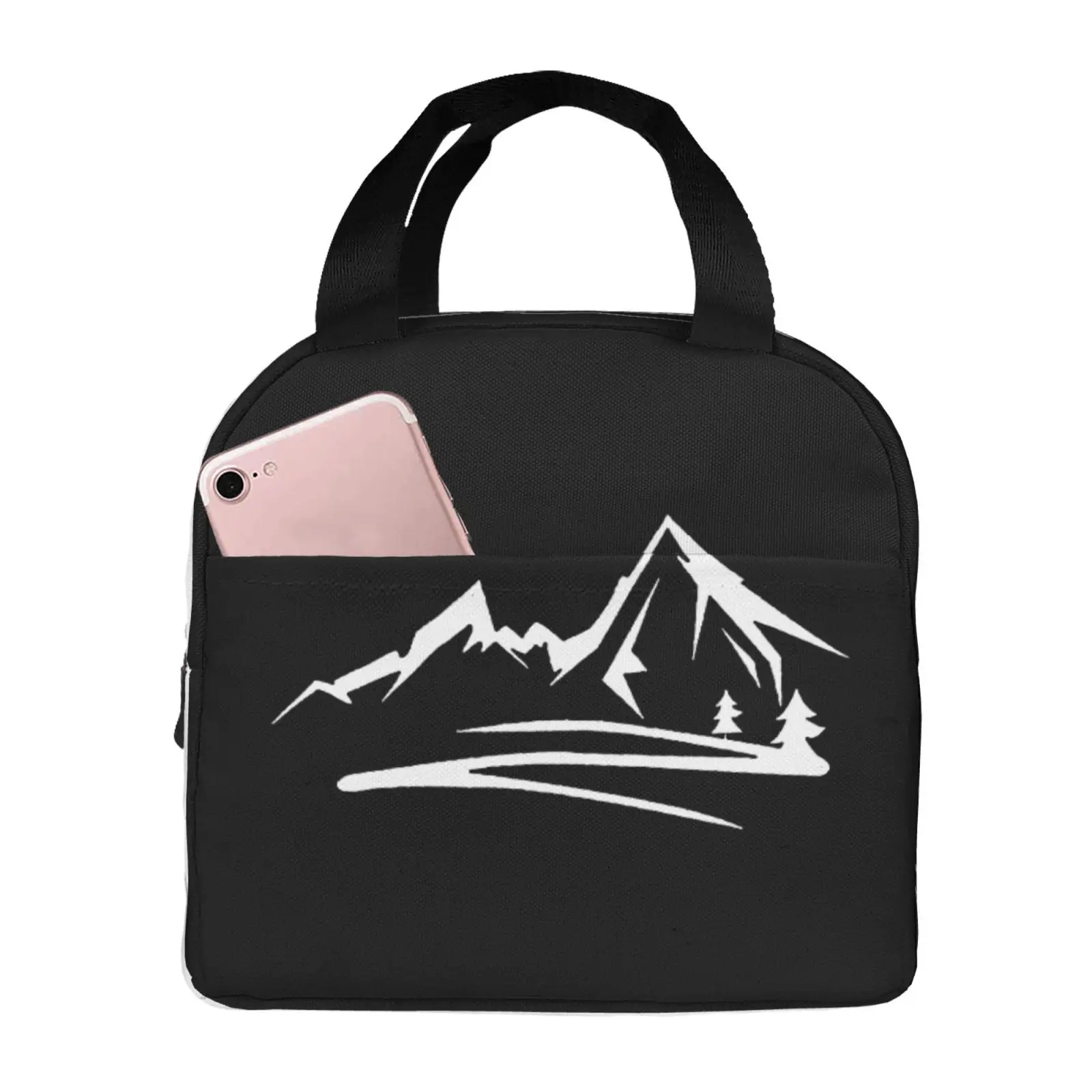 Humorous Mountain Adventure Print Insulated Lunch Box Leak-proof Thermal Cooler Lunch Bag for Men Women Kids Work Trip Picnic