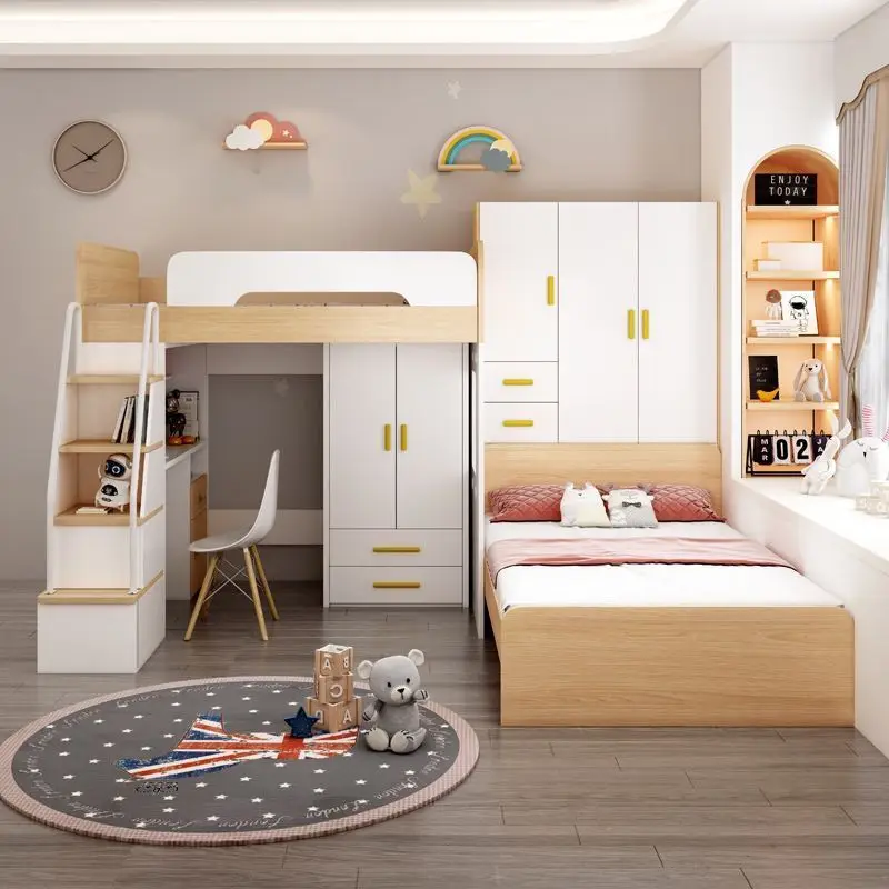 

Children's bed on and off the Multifunctional combination Dislocation type high and low with desk upper and lower bunk staggered